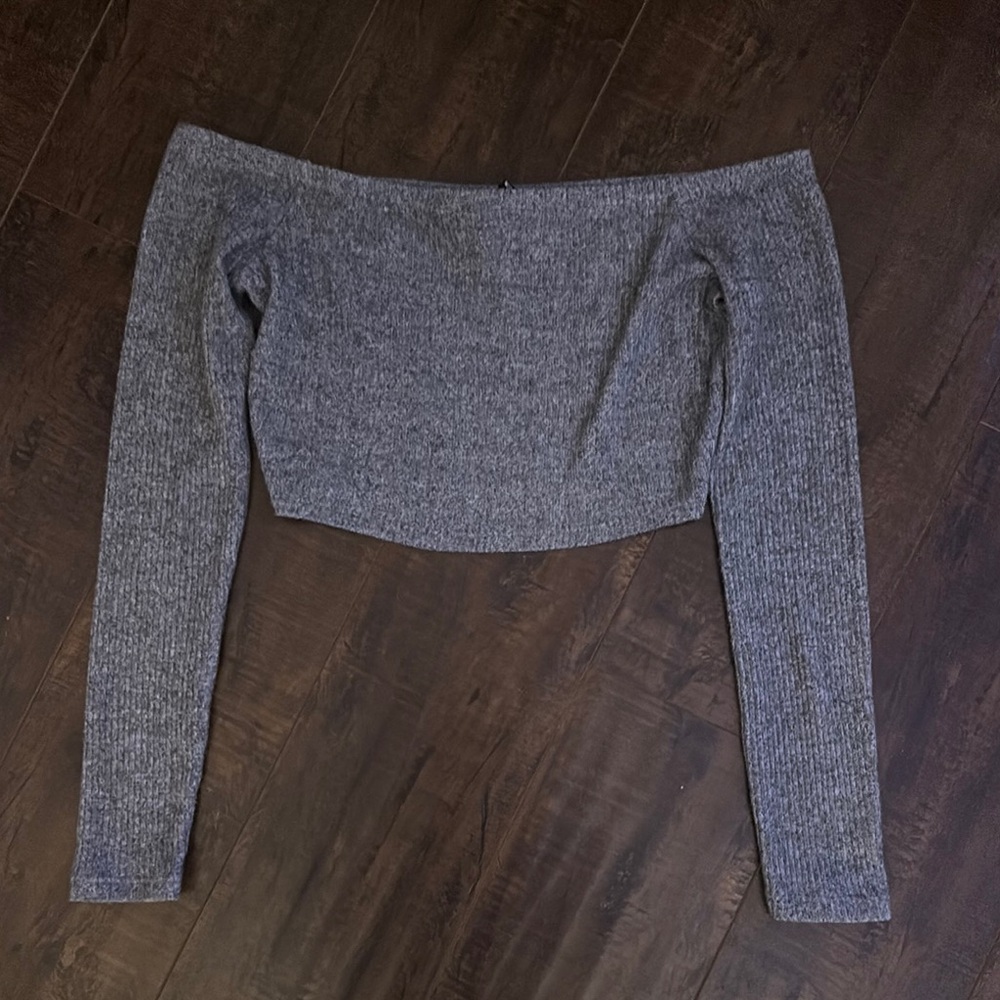 Windsor Gray Off-Shoulder Knit Top